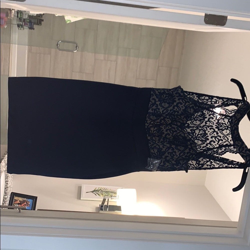 Dillard’s navy lace mini dress